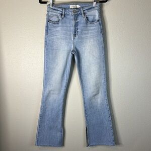 HIDDEN Denim Light Wash Jeans Raw Hem Split Hem Stretch D3152BT Soft Boot Cut 26